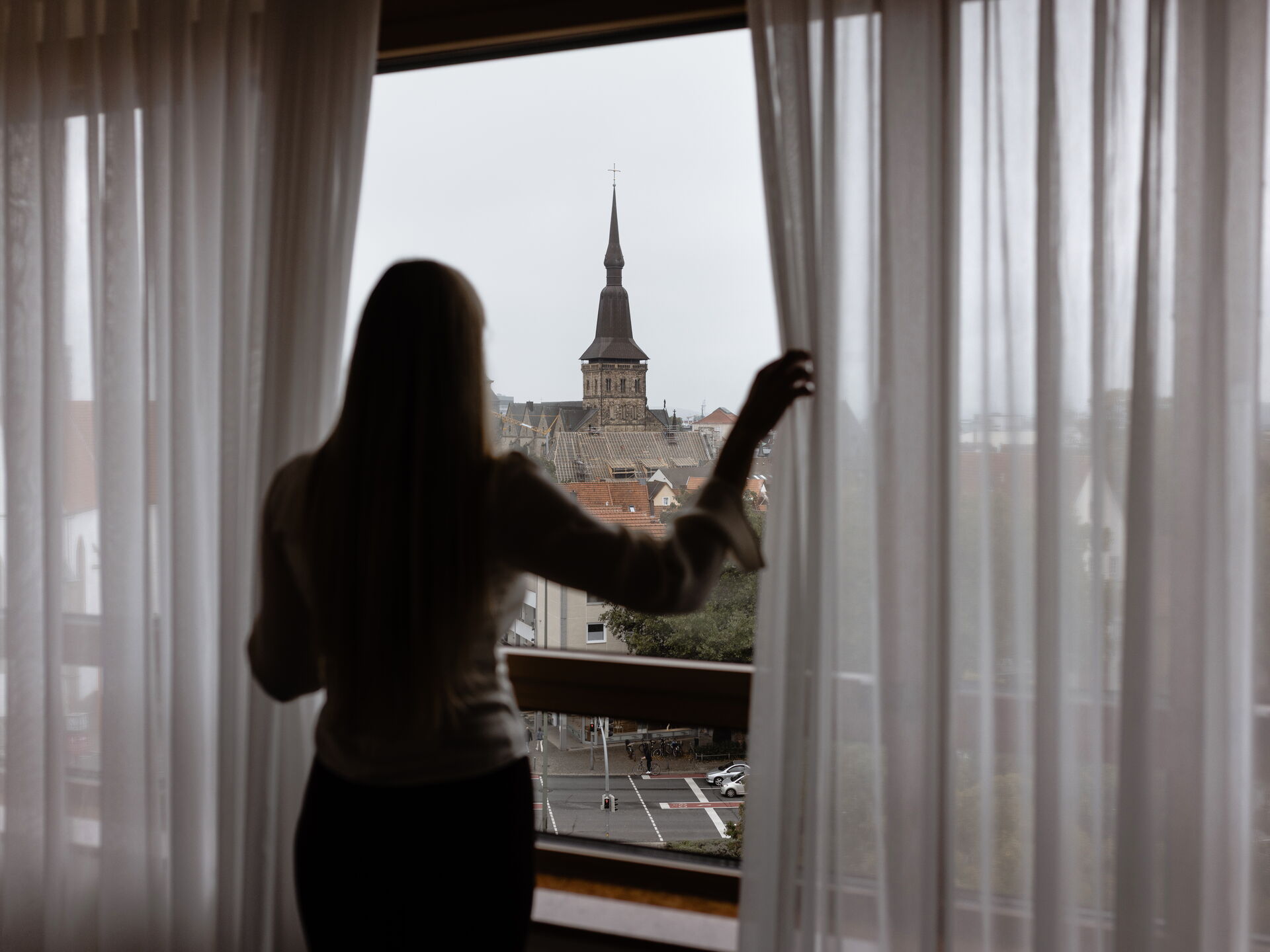 View of the city centre from a junior suite at the Hotel Remarque in Osnabrück