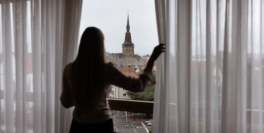 View of the city centre from a junior suite at the Hotel Remarque in Osnabrück
